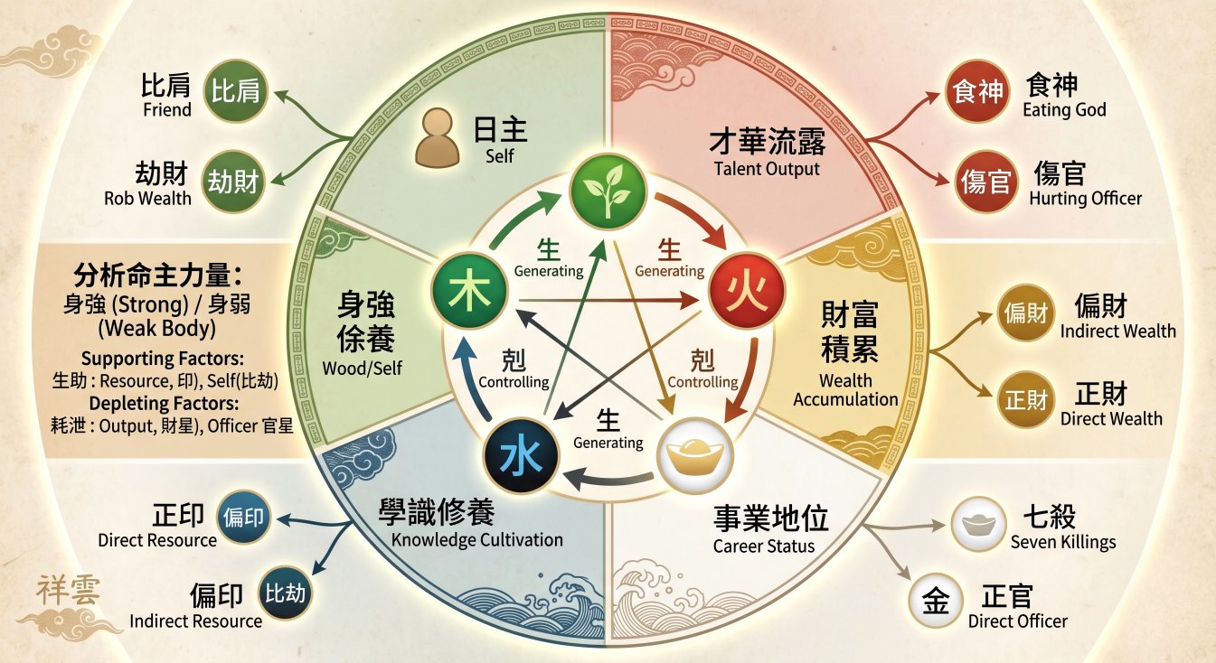 五行流動與十神的衍生關係