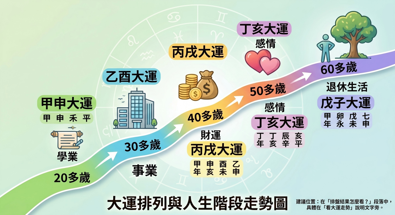 大運排列與人生階段走勢