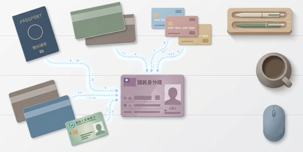 改名指南是一款引導個人識別數據在法律與行政體系中進行完整更新的流程工具。本圖表嚴謹展示以國民身分證為核心,如何將更名後的數據同步至護照、健保卡及各類金融信用卡。以生命數據科學視角破除行政迷思,為您建立精確的身份轉換評估標準,提供最具邏輯依據的專業改名後續處理輔助模型。