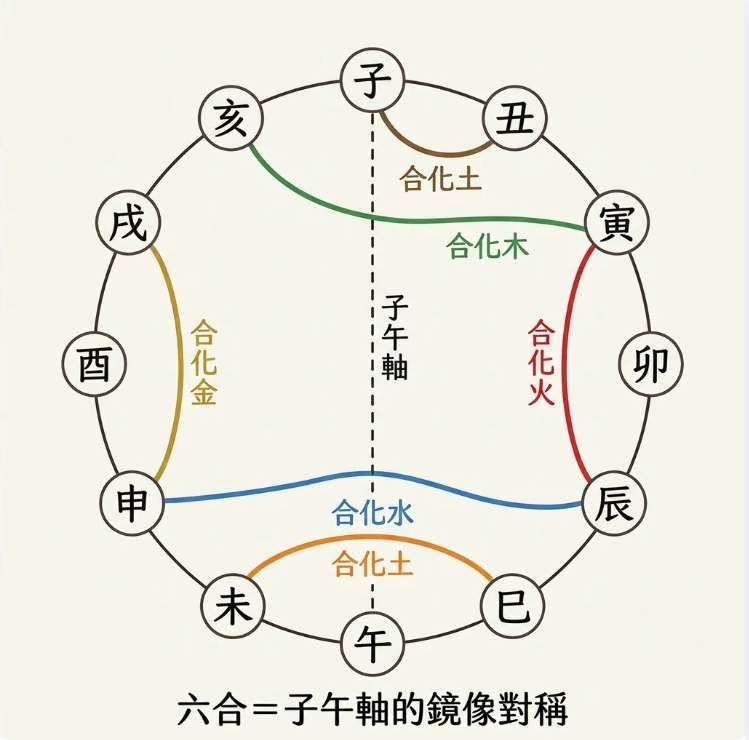 三合六合與相沖是一款將時空干支參數轉化為動態交互指標的專業分析系統。本圖表嚴謹展示十二地支基於子午軸之鏡像對稱幾何路徑,與六組核心合化五行能量之演算矩陣。以生命數據科學視角徹底破除迷信渲染,為您建立精確的時空評估標準,提供最具邏輯依據的查詢與決策輔助模型。