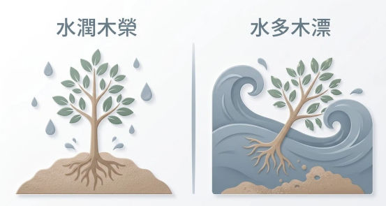 這是一幅採用極簡白底莫蘭迪與Pastel柔和色調設計的「水生木」邊界條件對照表,中央以垂直細線劃分雙軌因野。
