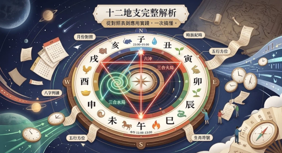 十二地支完整指南：排盤卡關必看！從對照表到實際應用的解析