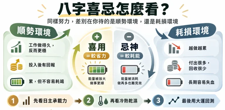 八字喜忌怎麼看？為什麼同樣的努力，有人越做越順、有人越做越累